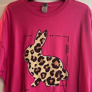 Womens hot pink leopard bunny shirt